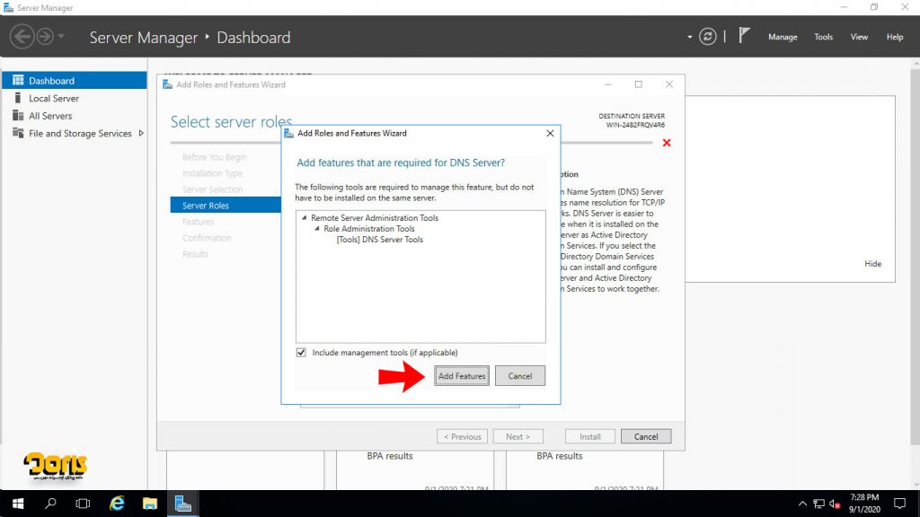 راهنمای تصویری نصب DNS در ویندوز سرور 2016